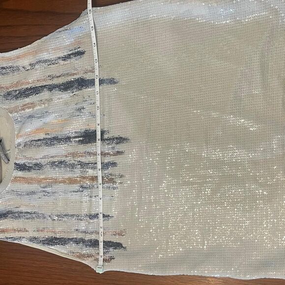 Zara Women's White and Cream Shirt Sleeveless Party Tank Sequins - Picture 3 of 5